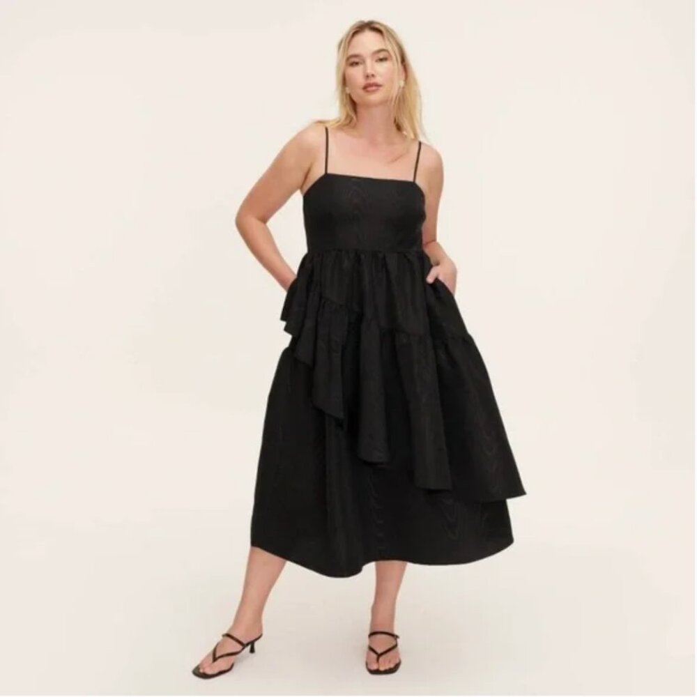 Kate Spade for Target Black Tiered Ruffle Midi Dress Sz L NEW with tags